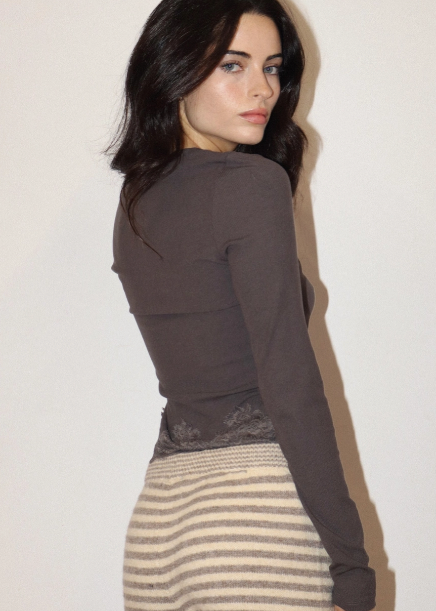 Charcoal Lace Top