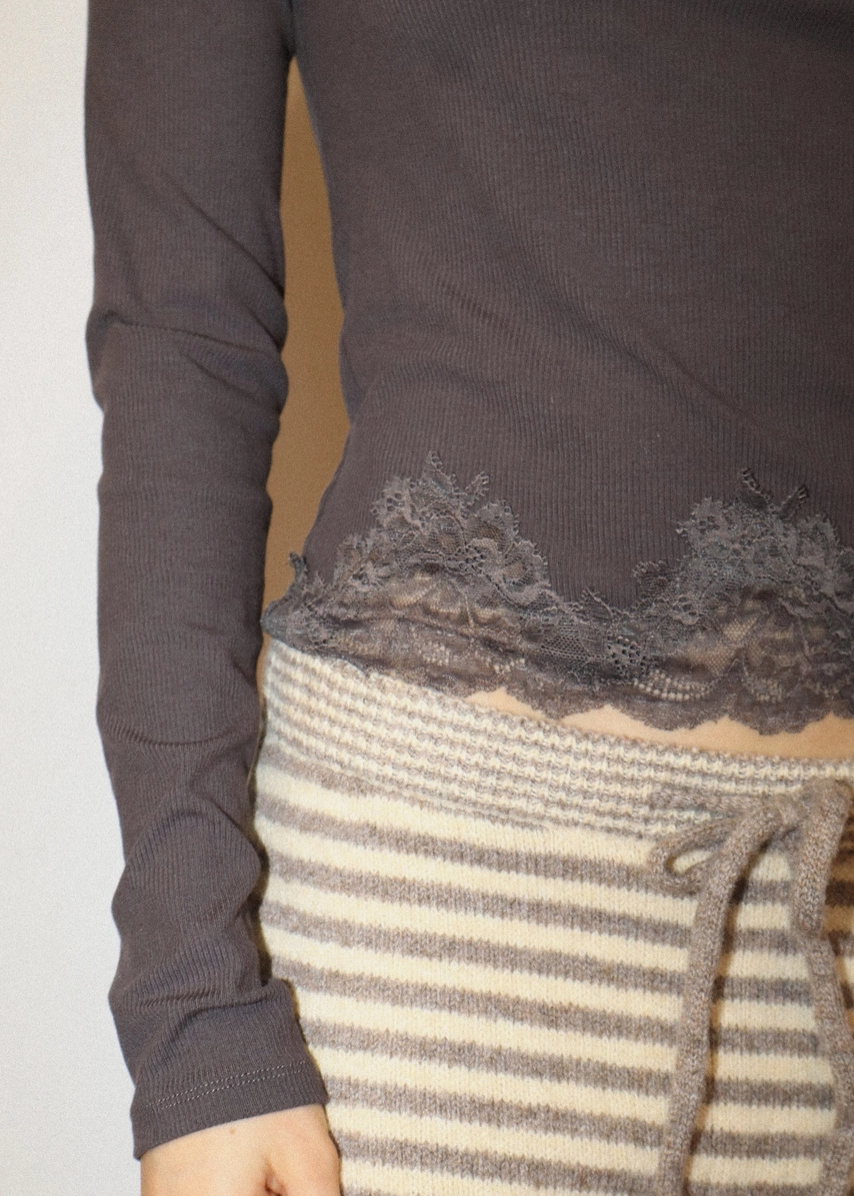 Charcoal Lace Top